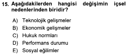 Yönetimde Güncel Yaklaşımlar 2021-2022 Ara Sınav - 15. soru