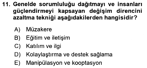Yönetimde Güncel Yaklaşımlar 2023-2024 Ara Sınav - 11. soru