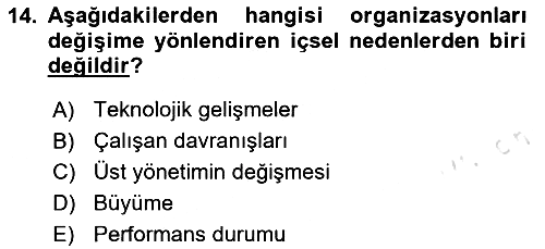 Yönetimde Güncel Yaklaşımlar 2024-2025 Ara Sınav - 14. soru