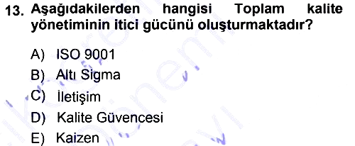 Yönetimde Güncel Yaklaşımlar 2012-2013 Dönem Sonu Sınavı - 13. soru