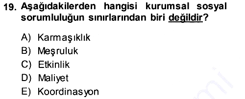 Yönetimde Güncel Yaklaşımlar 2013-2014 Dönem Sonu Sınavı - 19. soru