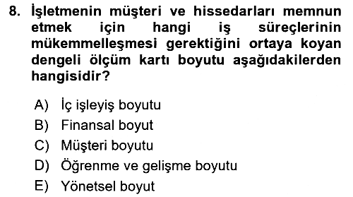 Yönetimde Güncel Yaklaşımlar 2015-2016 Dönem Sonu Sınavı - 8. soru