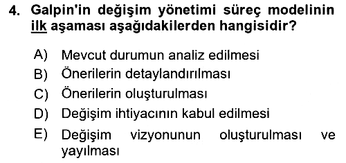 Yönetimde Güncel Yaklaşımlar 2023-2024 Dönem Sonu Sınavı - 4. soru
