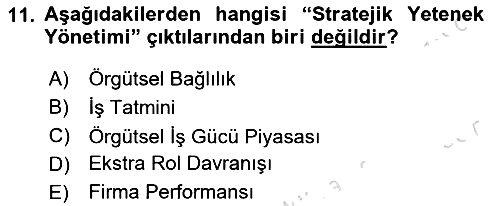 Yönetimde Güncel Yaklaşımlar 2022-2023 Yaz Okulu Sınavı - 11. soru