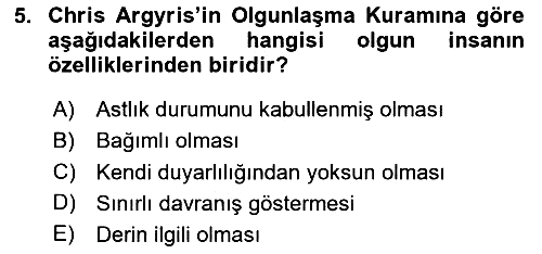 Yönetimde Güncel Yaklaşımlar 2025-2026 Yaz Okulu Sınavı - 5. soru