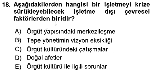 Yönetimde Güncel Yaklaşımlar 2025-2026 Yaz Okulu Sınavı - 18. soru