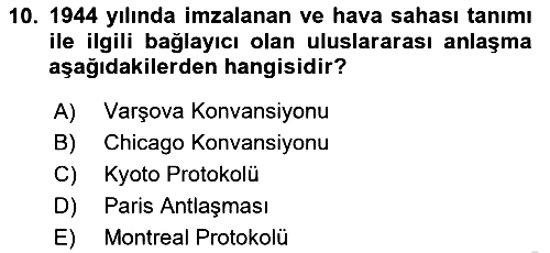Havacılık Bakım Yönetimi 2024-2025 Ara Sınav - 10. soru