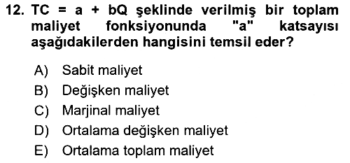 Havacılık Ekonomisi 2023-2024 Ara Sınav - 12. soru