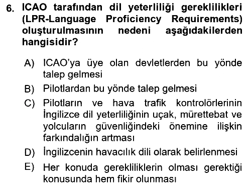 Havacılık Terminolojisi 2021-2022 Ara Sınav - 6. soru
