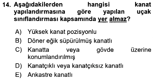 Havacılık Terminolojisi 2021-2022 Ara Sınav - 14. soru