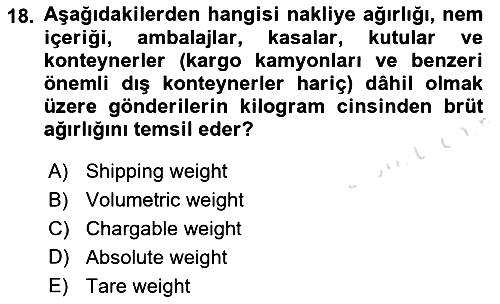 Havacılık Terminolojisi 2021-2022 Ara Sınav - 18. soru