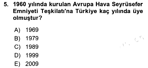 Havacılık Terminolojisi 2023-2024 Ara Sınav - 5. soru