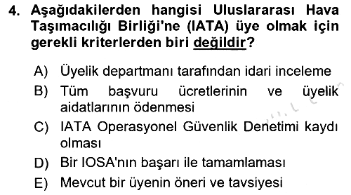Havacılık Terminolojisi 2021-2022 Yaz Okulu Sınavı - 4. soru
