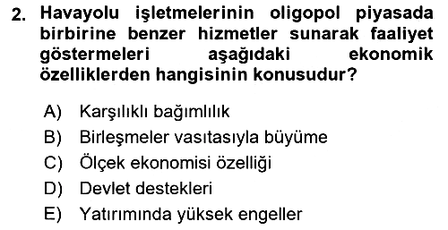 Havayolu İşletmelerinde Finansal Yönetim 2024-2025 Ara Sınav - 2. soru