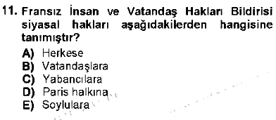 İnsan Hakları ve Kamu Özgürlükleri 2012-2013 Dönem Sonu Sınavı - 11. soru