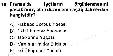 İnsan Hakları ve Kamu Özgürlükleri 2014-2015 Dönem Sonu Sınavı - 10. soru