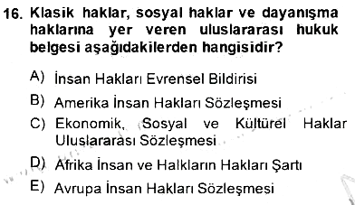 İnsan Hakları ve Kamu Özgürlükleri 2014-2015 Dönem Sonu Sınavı - 16. soru