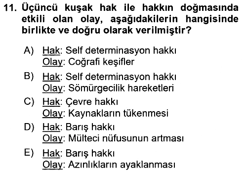 İnsan Hakları ve Kamu Özgürlükleri 2017-2018 Dönem Sonu Sınavı - 11. soru