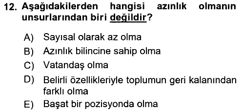 İnsan Hakları ve Kamu Özgürlükleri 2017-2018 Dönem Sonu Sınavı - 12. soru