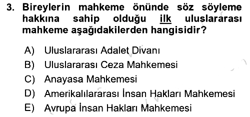 İnsan Hakları ve Kamu Özgürlükleri 2021-2022 Dönem Sonu Sınavı - 3. soru