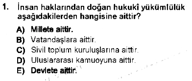 İnsan Hakları ve Kamu Özgürlükleri 2012-2013 Tek Ders Sınavı - 1. soru