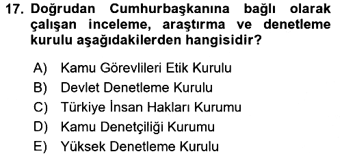 Kamu Yönetimi 2016-2017 3 Ders Sınavı - 17. soru