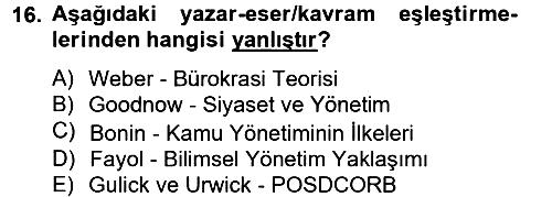 Kamu Yönetimi 2012-2013 Ara Sınav - 16. soru