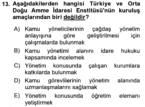 Kamu Yönetimi 2015-2016 Ara Sınav - 13. soru