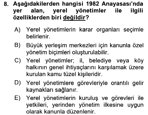 Kamu Yönetimi 2015-2016 Dönem Sonu Sınavı - 8. soru