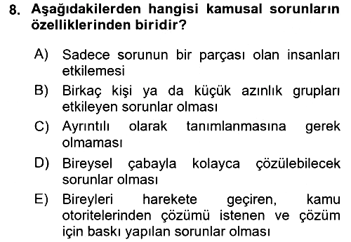Kamu Yönetimi 2016-2017 Dönem Sonu Sınavı - 8. soru