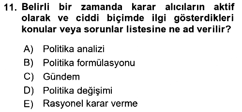 Kamu Yönetimi 2018-2019 Dönem Sonu Sınavı - 11. soru