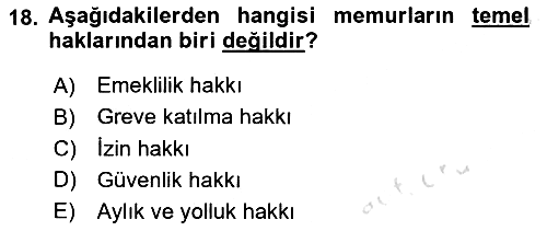Kamu Yönetimi 2020-2021 Yaz Okulu Sınavı - 18. soru