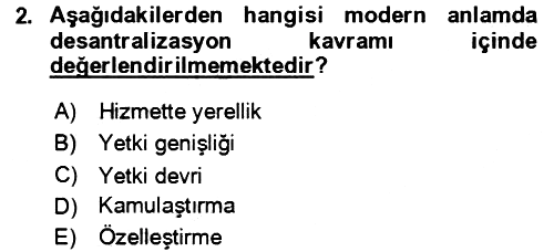 Kamu Yönetimi 2023-2024 Yaz Okulu Sınavı - 2. soru