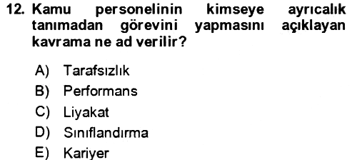 Kamu Yönetimi 2023-2024 Yaz Okulu Sınavı - 12. soru