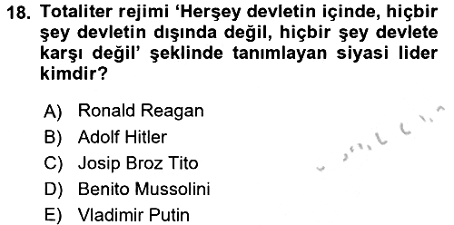 Karşılaştırmalı Siyasal Sistemler 2016-2017 3 Ders Sınavı - 18. soru