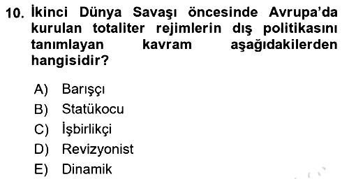 Karşılaştırmalı Siyasal Sistemler 2018-2019 3 Ders Sınavı - 10. soru
