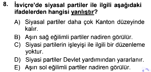 Karşılaştırmalı Siyasal Sistemler 2012-2013 Dönem Sonu Sınavı - 8. soru