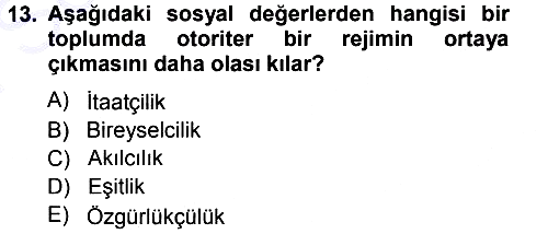 Karşılaştırmalı Siyasal Sistemler 2012-2013 Dönem Sonu Sınavı - 13. soru