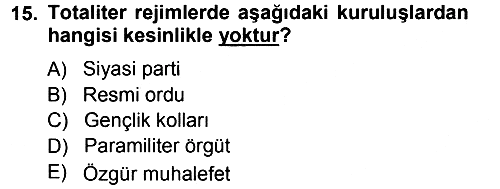 Karşılaştırmalı Siyasal Sistemler 2012-2013 Dönem Sonu Sınavı - 15. soru