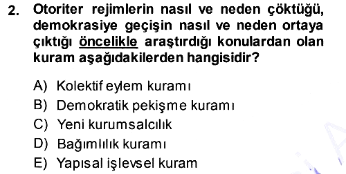 Karşılaştırmalı Siyasal Sistemler 2013-2014 Dönem Sonu Sınavı - 2. soru