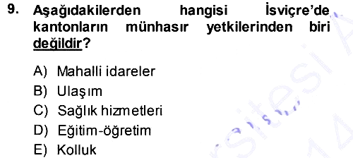Karşılaştırmalı Siyasal Sistemler 2013-2014 Dönem Sonu Sınavı - 9. soru