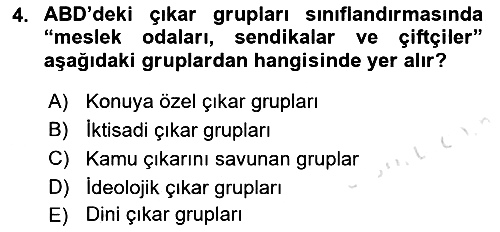 Karşılaştırmalı Siyasal Sistemler 2019-2020 Dönem Sonu Sınavı - 4. soru