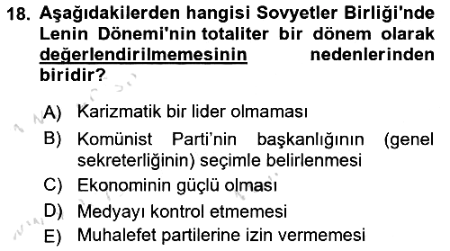 Karşılaştırmalı Siyasal Sistemler 2021-2022 Dönem Sonu Sınavı - 18. soru