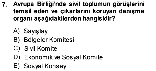 Karşılaştırmalı Siyasal Sistemler 2014-2015 Tek Ders Sınavı - 7. soru