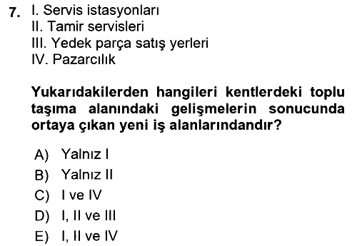 Kentleşme ve Konut Politikaları 2022-2023 Ara Sınav - 7. soru