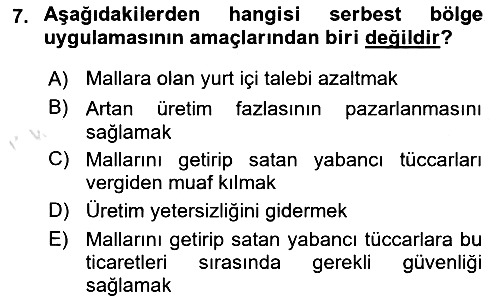 Kentleşme ve Konut Politikaları 2023-2024 Ara Sınav - 7. soru