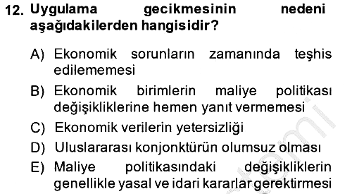 Maliye Politikası 2013-2014 Ara Sınav - 12. soru