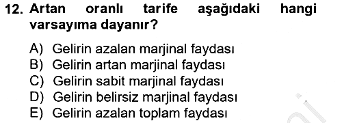 Maliye Politikası 2012-2013 Dönem Sonu Sınavı - 12. soru