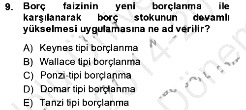 Maliye Politikası 2014-2015 Dönem Sonu Sınavı - 9. soru