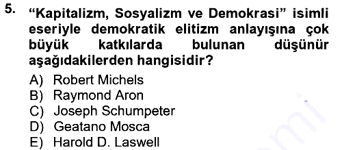 Siyaset Sosyolojisi 2012-2013 Dönem Sonu Sınavı - 5. soru